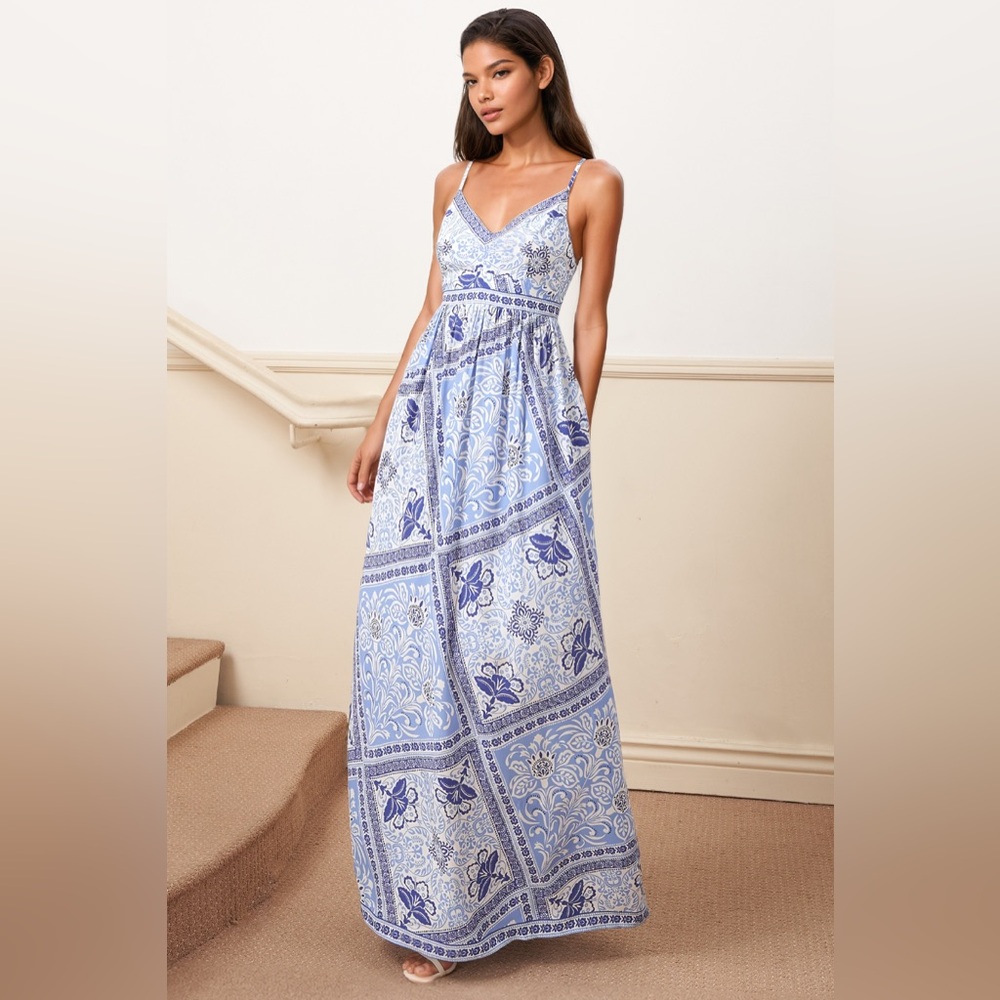 Mika Maxi Dress with back tie in M (worn once) Perfect Summer Dress